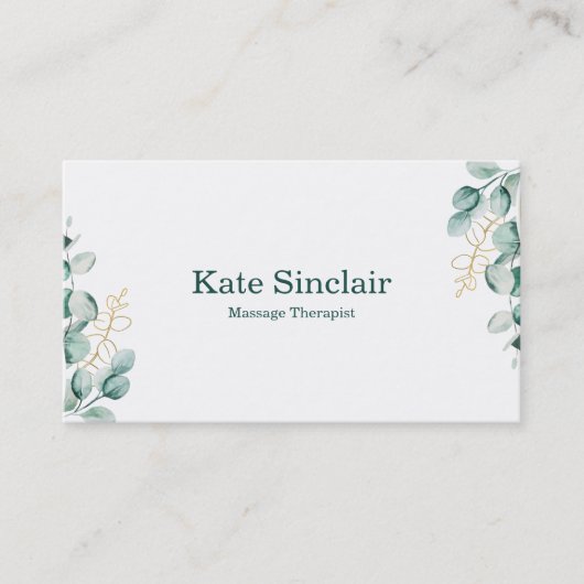 Carte De Visite Elégant Rustique minimal verdure Massage Thérapist (Devant)