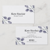 Carte De Visite Elégant Rustique minimal verdure Massage Thérapist (Devant / Derrière)