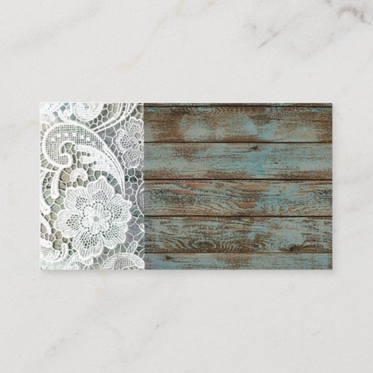 Carte De Visite élégant rustique pays blanc dentelle bleu grange b (Dos)