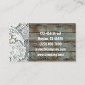 Carte De Visite élégant rustique pays blanc dentelle bleu grange b (Dos)