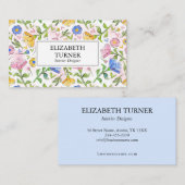 Carte De Visite Élégant Rustique rose jaune bleu floral (Devant / Derrière)