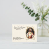 Carte De Visite Élégant Sacré Coeur Jésus Religieux (Debout devant)