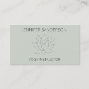 Carte De Visite Elégant Sage Green Lotus Fleur Minimaliste Yoga