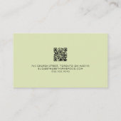 Carte De Visite Elegant Sage Green Luxury Script QR CODE  (Dos)