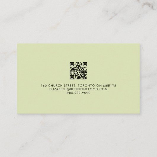 Carte De Visite Elegant Sage Green Luxury Script QR CODE (Dos)