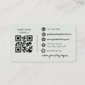 Carte De Visite Elegant Sage Green Photo Real Estate Agent QR Code (Dos)