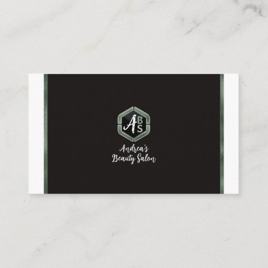 Carte De Visite Élégant Sage Green Script Moderne Minimal Métalliq (Dos)