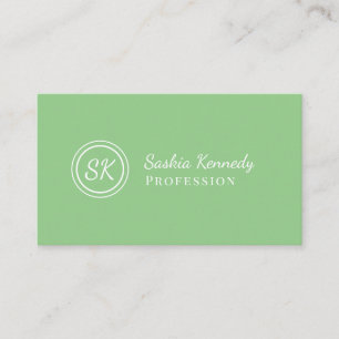 Carte De Visite Élégant Sage Green Script Monogramme professionnel