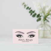 Carte De Visite Élégant salon de beauté Blush Rose Lashes & Brows (Debout devant)