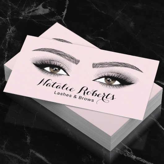 Carte De Visite Élégant salon de beauté Blush Rose Lashes & Brows