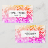 Carte De Visite Élégant salon de beauté florale (Devant / Derrière)