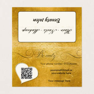 Carte De Visite Elégant salon de beauté minime de faux or Qr code