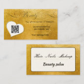 Carte De Visite Elégant salon de beauté minime de faux or Qr code (Devant / Derrière)