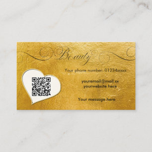 Carte De Visite Elégant salon de beauté minime de faux or Qr code