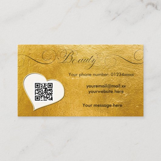 Carte De Visite Elégant salon de beauté minime de faux or Qr code (Devant)