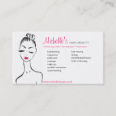 Carte De Visite Élégant salon de beauté noir blanc rose jolie fill (Devant)