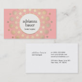 Carte De Visite Elégant salon de beauté rose Mandala Gold (Devant / Derrière)