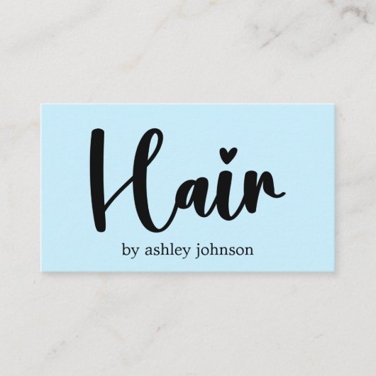 Carte De Visite Élégant salon de coiffure bleu clair gras (Devant)