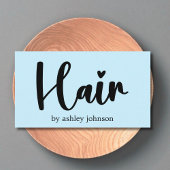 Carte De Visite Élégant salon de coiffure bleu clair gras