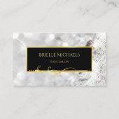 Carte De Visite Élégant salon de coiffure en fibre d'or Diamonds b (Devant)