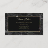 Carte De Visite Elégant salon de coiffure en marbre noir or (Dos)