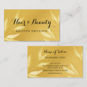 Carte De Visite Elégant salon de coiffure et de beauté Feuille FAU (Devant / Derrière)