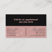 Carte De Visite Élégant salon de coiffure noir et rose Logo person (Dos)