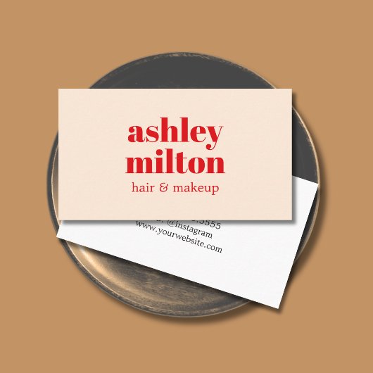 Carte De Visite Elégant salon de coiffure Pastel Rouge Bold