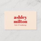 Carte De Visite Elégant salon de coiffure Pastel Rouge Bold (Devant)