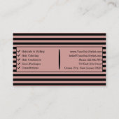 Carte De Visite Elégant salon de coiffure rose et noir Toscane (Dos)