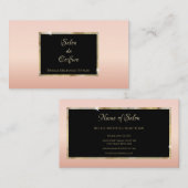 Carte De Visite Elégant salon de coiffure rose rose dégradé or (Devant / Derrière)