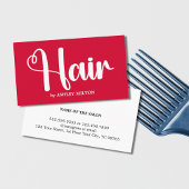 Carte De Visite Elégant salon de coiffure rouge cerisier blanc gra
