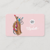 Carte De Visite Élégant salon de ongles rose et argent (Devant)