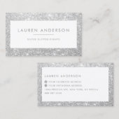 Carte De Visite Élégant salon de Parties scintillant en argent bri (Devant / Derrière)