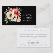 Carte De Visite Elégant Salon Floral Ciseaux Logo Rendez-vous (Devant / Derrière)