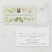 Carte De Visite Elégant Salon Floral Ciseaux Logo Rendez-vous (Devant / Derrière)