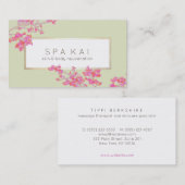Carte De Visite Elégant salon floral rose et Spa (Devant / Derrière)