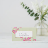 Carte De Visite Elégant salon floral rose et Spa (Debout devant)