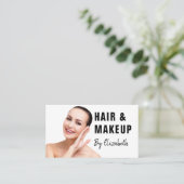 Carte De Visite Élégant Salon Moderne Coiffeur Script photo (Debout devant)