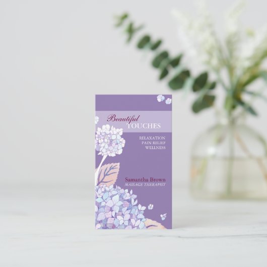 Carte De Visite Élégant Salon Spa d'Hydrangeas (Debout devant)