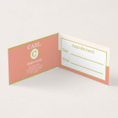 Carte De Visite Élégant Saumon rose double monogramme (Intérieur)