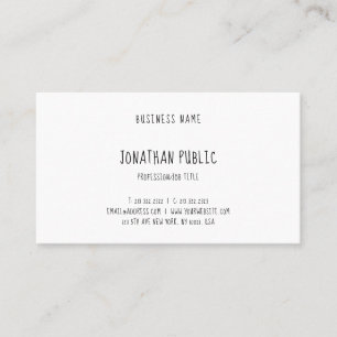 Carte De Visite Elégant Script à main Design Moderne Cute Plain