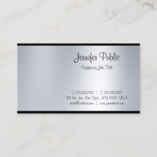 Carte De Visite Élégant Script à main libre Silver Look Sleek Glam