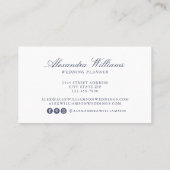 Carte De Visite Élégant Script Blue Watercolor Photo Professionnel (Dos)