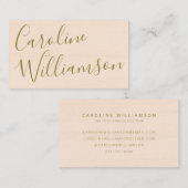 Carte De Visite Élégant Script Blush Peach et Gold Personnalisé (Devant / Derrière)