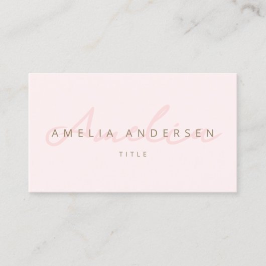 Carte De Visite Élégant Script Blush Pink (Devant)