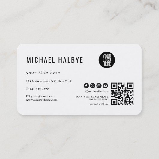 Carte De Visite Élégant Script Calligraphie moderne LogoProfession (Dos)