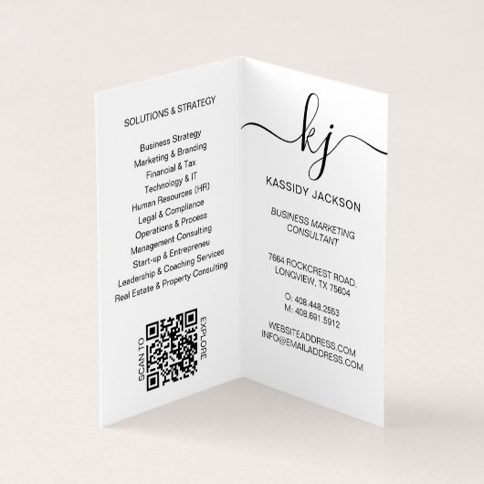 Carte De Visite Élégant Script Calligraphie Monogramme Logo & Phot (Intérieur)