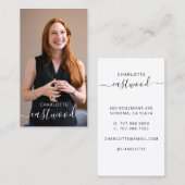 Carte De Visite Élégant Script Calligraphie Monogramme Logo & Phot (Devant / Derrière)