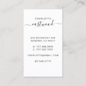 Carte De Visite Élégant Script Calligraphie Monogramme Logo & Phot (Dos)